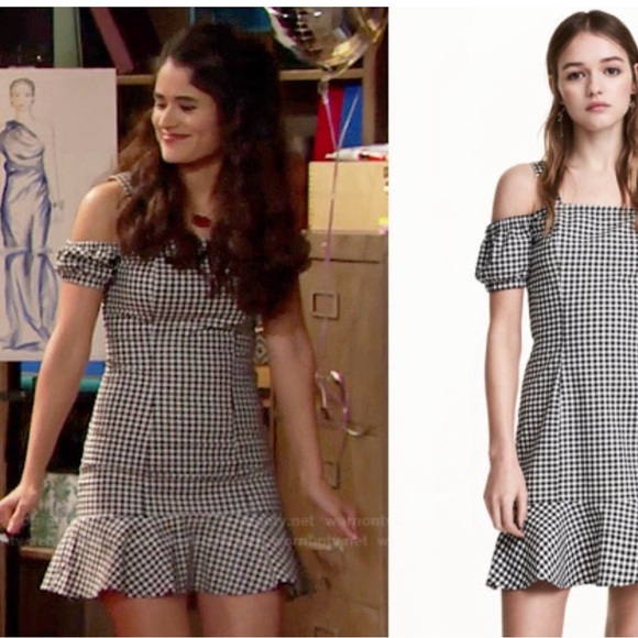 Gingham Cold Shoulder Mini Dress – Size 6 - Picture 3 of 8